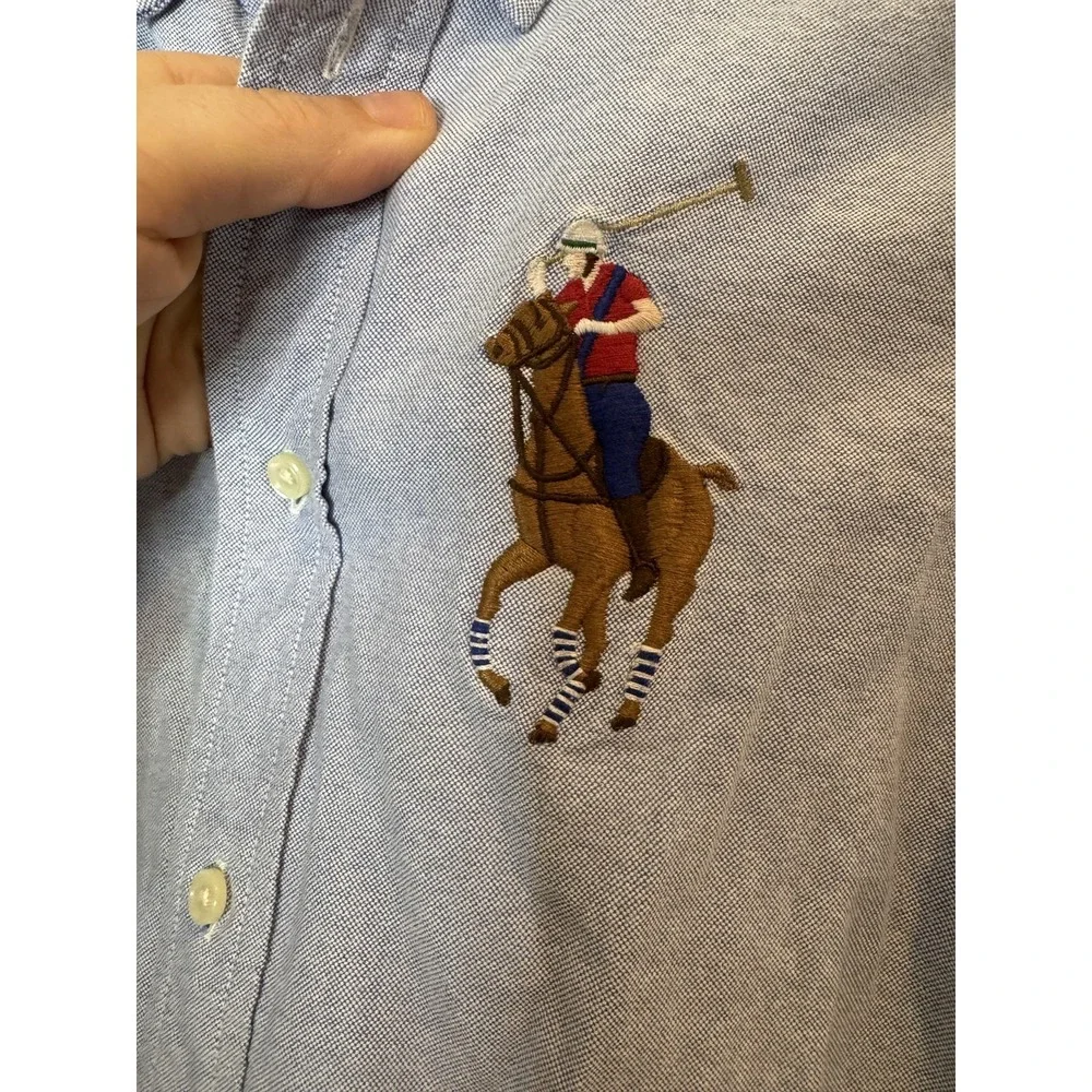 Ralph Lauren Shirt Boys 6 Blue Long Sleeve Button Down Cotton Big Pony Logo
